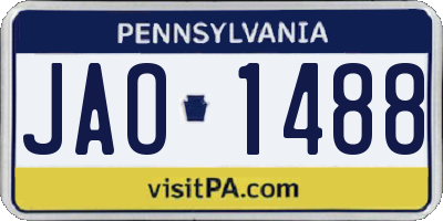 PA license plate JAO1488
