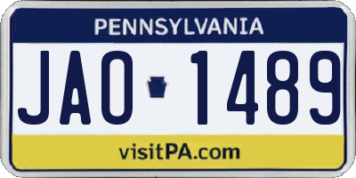 PA license plate JAO1489