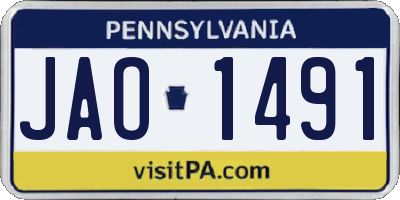 PA license plate JAO1491