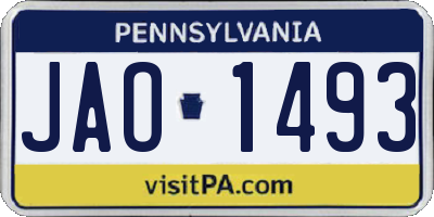 PA license plate JAO1493