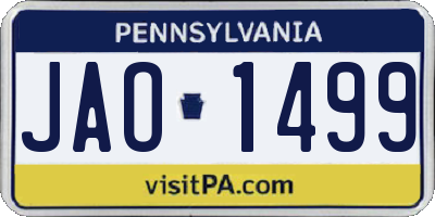 PA license plate JAO1499