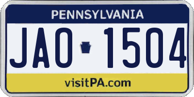 PA license plate JAO1504