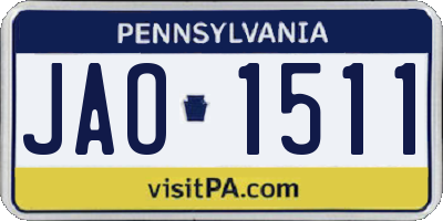 PA license plate JAO1511