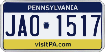 PA license plate JAO1517