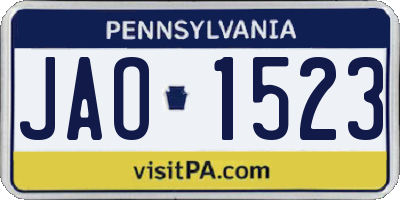 PA license plate JAO1523