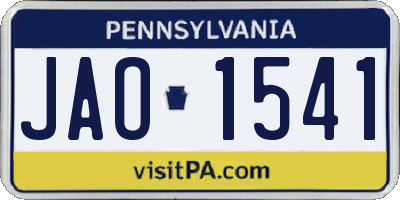 PA license plate JAO1541