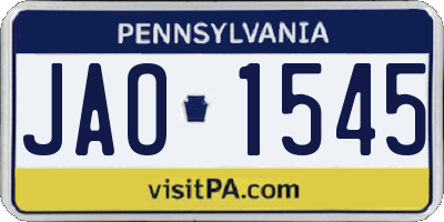 PA license plate JAO1545