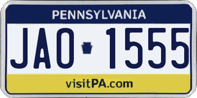 PA license plate JAO1555
