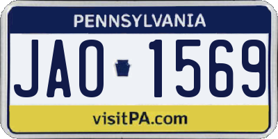 PA license plate JAO1569