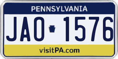 PA license plate JAO1576