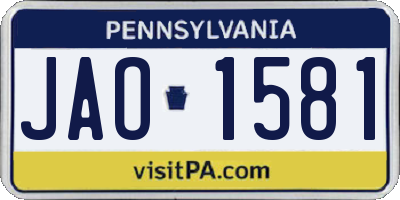 PA license plate JAO1581