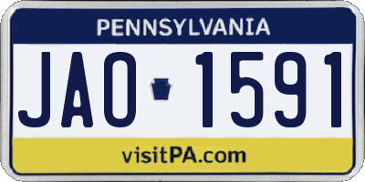 PA license plate JAO1591