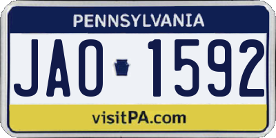 PA license plate JAO1592