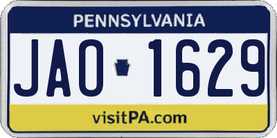 PA license plate JAO1629