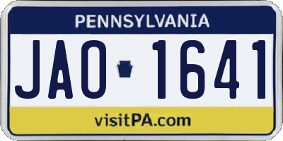 PA license plate JAO1641