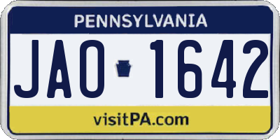PA license plate JAO1642
