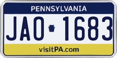 PA license plate JAO1683