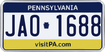 PA license plate JAO1688