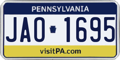 PA license plate JAO1695