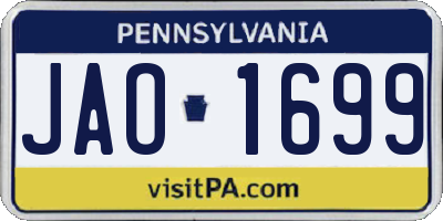 PA license plate JAO1699