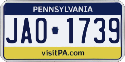PA license plate JAO1739