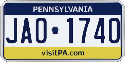 PA license plate JAO1740