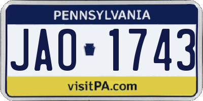 PA license plate JAO1743