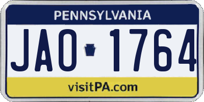PA license plate JAO1764