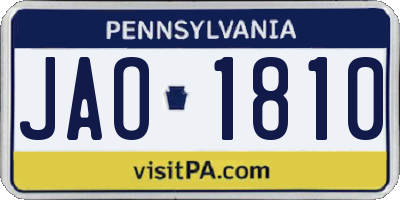 PA license plate JAO1810