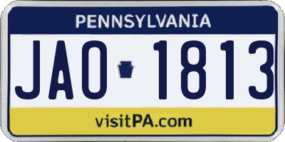 PA license plate JAO1813
