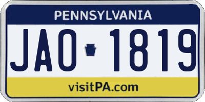 PA license plate JAO1819