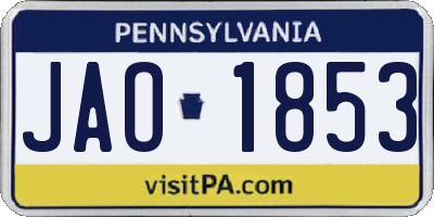 PA license plate JAO1853