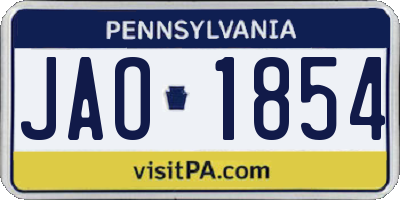 PA license plate JAO1854