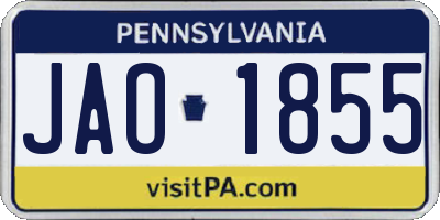 PA license plate JAO1855
