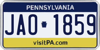 PA license plate JAO1859