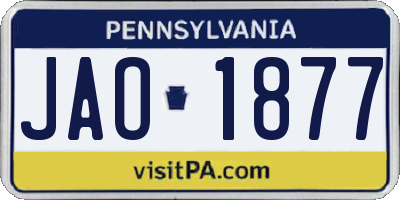 PA license plate JAO1877