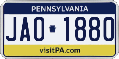 PA license plate JAO1880