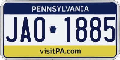 PA license plate JAO1885
