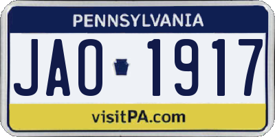 PA license plate JAO1917