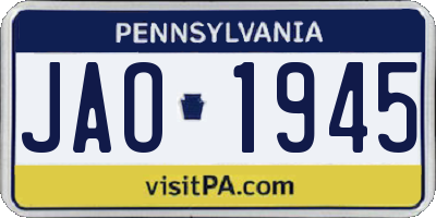 PA license plate JAO1945