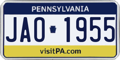 PA license plate JAO1955