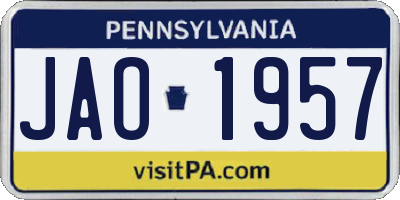 PA license plate JAO1957