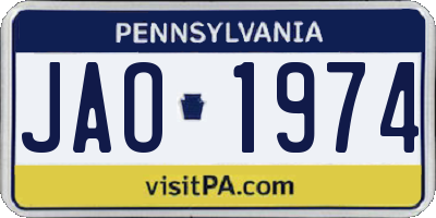 PA license plate JAO1974