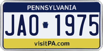 PA license plate JAO1975
