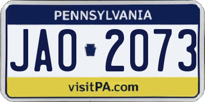 PA license plate JAO2073