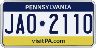 PA license plate JAO2110