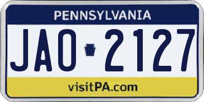PA license plate JAO2127