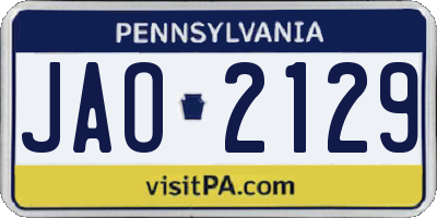 PA license plate JAO2129