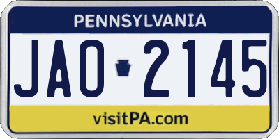PA license plate JAO2145