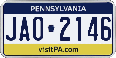 PA license plate JAO2146